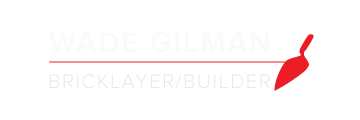 Wade the Builder. Logo white version with red trowel.
